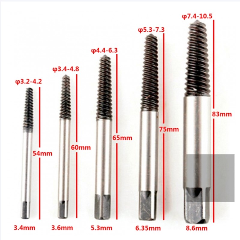 5Pcs Steel Broken Speed Out Damaged Screw Extractor Drill Bit Guide Set Broken Bolt Remover