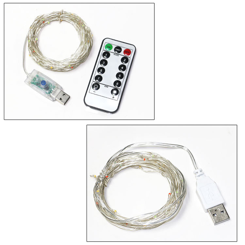 50LED 100 LEDs Copper Wire LED String Lamp Fairy lights s Wedding Decoration USB  3AA battery box