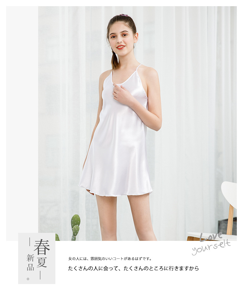 Women Sleepwear Satin Lace Chemise Nightgown Sexy Silk Sling Night Slips