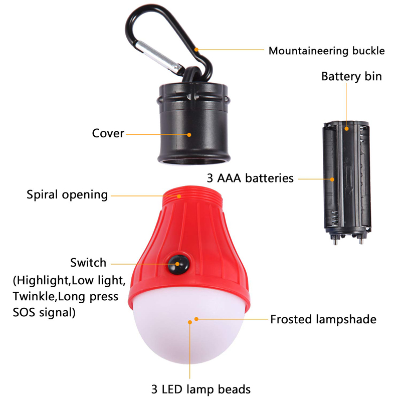 3 pack Camping Light Tent  Waterproof LED  Lantern Light Bulb Suitable for Hiking, Camping Fishing