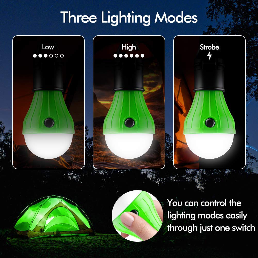 3 pack Camping Light Tent  Waterproof LED  Lantern Light Bulb Suitable for Hiking, Camping Fishing