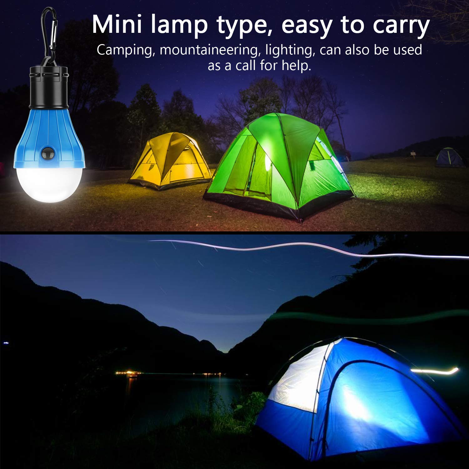 3 pack Camping Light Tent  Waterproof LED  Lantern Light Bulb Suitable for Hiking, Camping Fishing