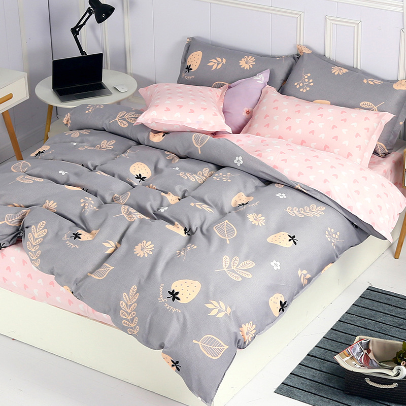 4Pcs Bedding Sets (1 Duvet cover+1 Bed sheet+2 Pillow covers)100% Polyester Cotton