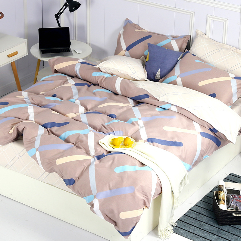 4Pcs Bedding Sets (1 Duvet cover+1 Bed sheet+2 Pillow covers)100% Polyester Cotton