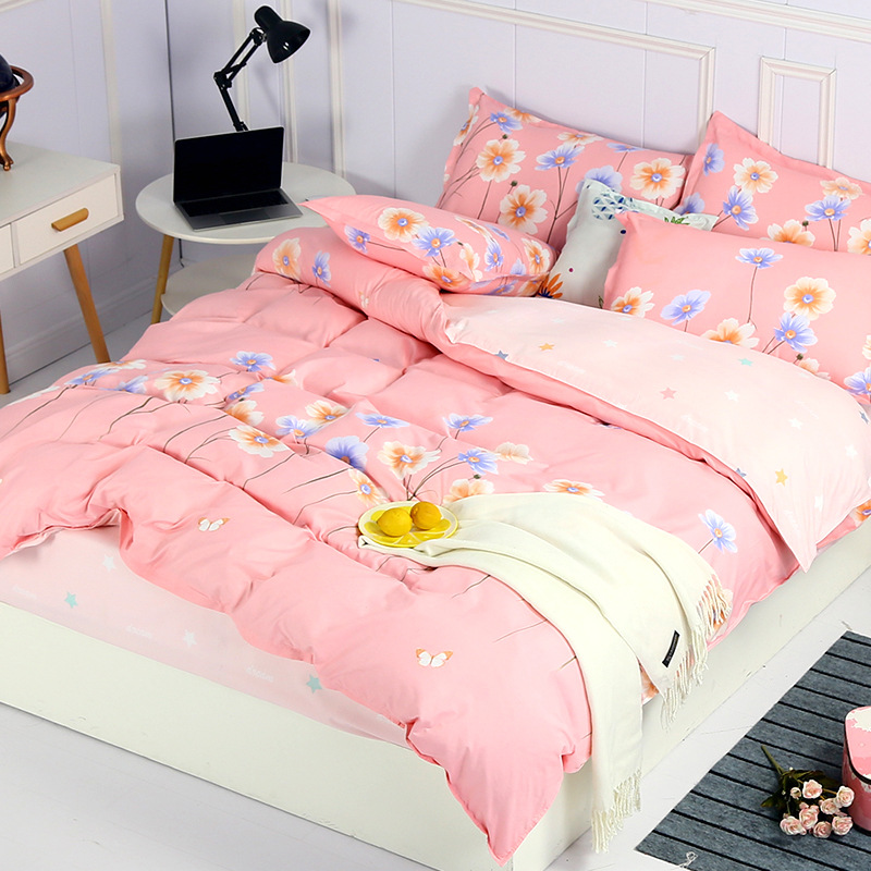 4Pcs Bedding Sets (1 Duvet cover+1 Bed sheet+2 Pillow covers)100% Polyester Cotton