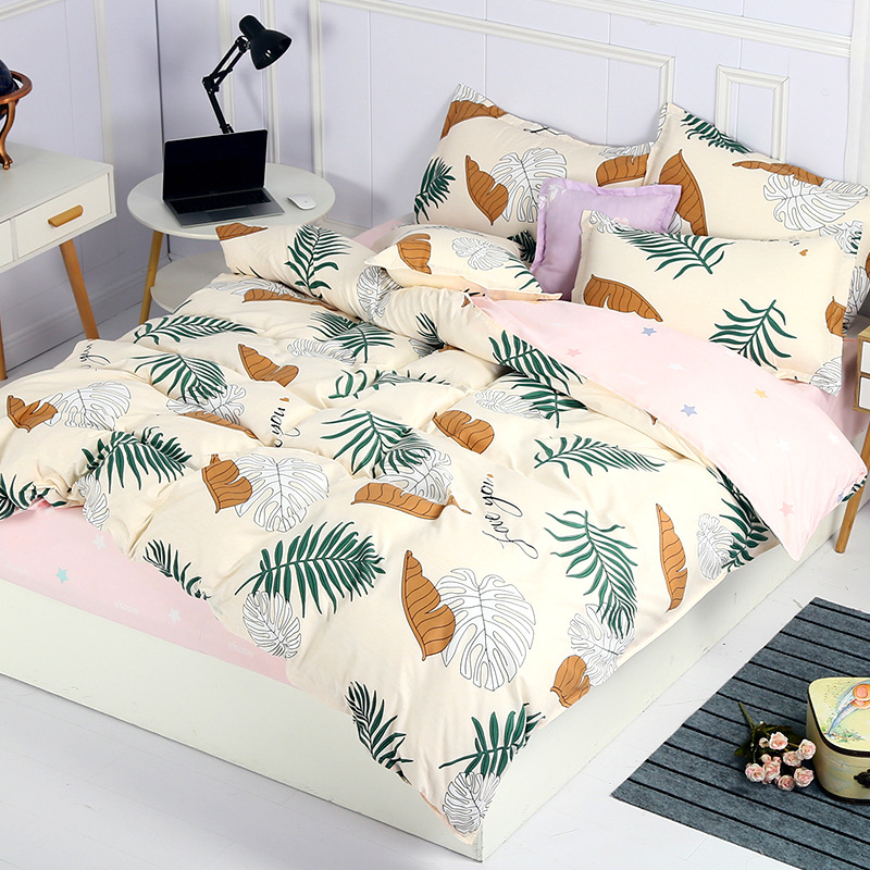 4Pcs Bedding Sets (1 Duvet cover+1 Bed sheet+2 Pillow covers)100% Polyester Cotton