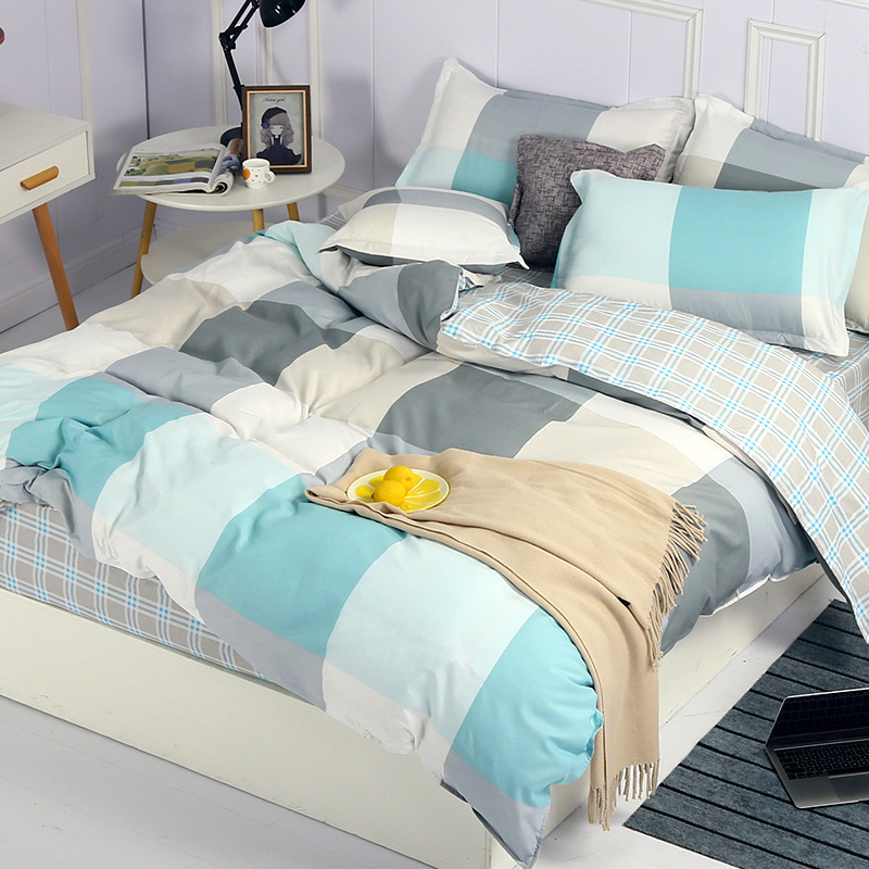 4Pcs Bedding Sets (1 Duvet cover+1 Bed sheet+2 Pillow covers)100% Polyester Cotton