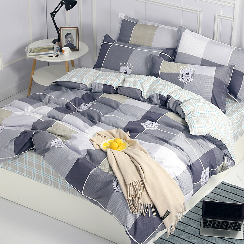 4Pcs Bedding Sets (1 Duvet cover+1 Bed sheet+2 Pillow covers)100% Polyester Cotton