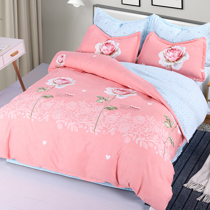 4Pcs Bedding Sets (1 Duvet cover+1 Bed sheet+2 Pillow covers) Polyester Cotton