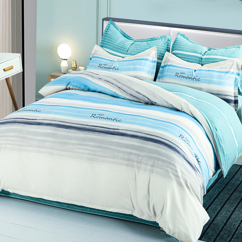 4Pcs Bedding Sets (1 Duvet cover+1 Bed sheet+2 Pillow covers) Polyester Cotton