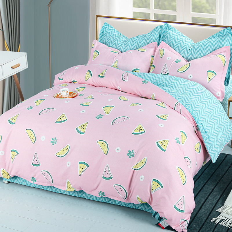 4Pcs Bedding Sets (1 Duvet cover+1 Bed sheet+2 Pillow covers) Polyester Cotton
