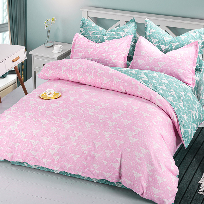4Pcs Bedding Sets (1 Duvet cover+1 Bed sheet+2 Pillow covers) Polyester Cotton