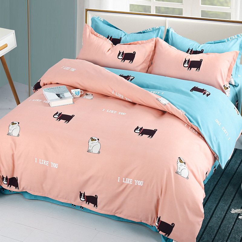 4Pcs Bedding Sets (1 Duvet cover+1 Bed sheet+2 Pillow covers) Polyester Cotton