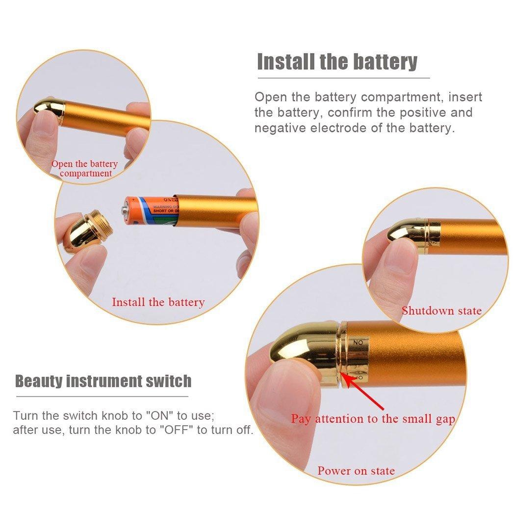 24k Golden Beauty Bar,Electronic Facial Roller Waterproof Micro Vibrating Massager for Face Lifting