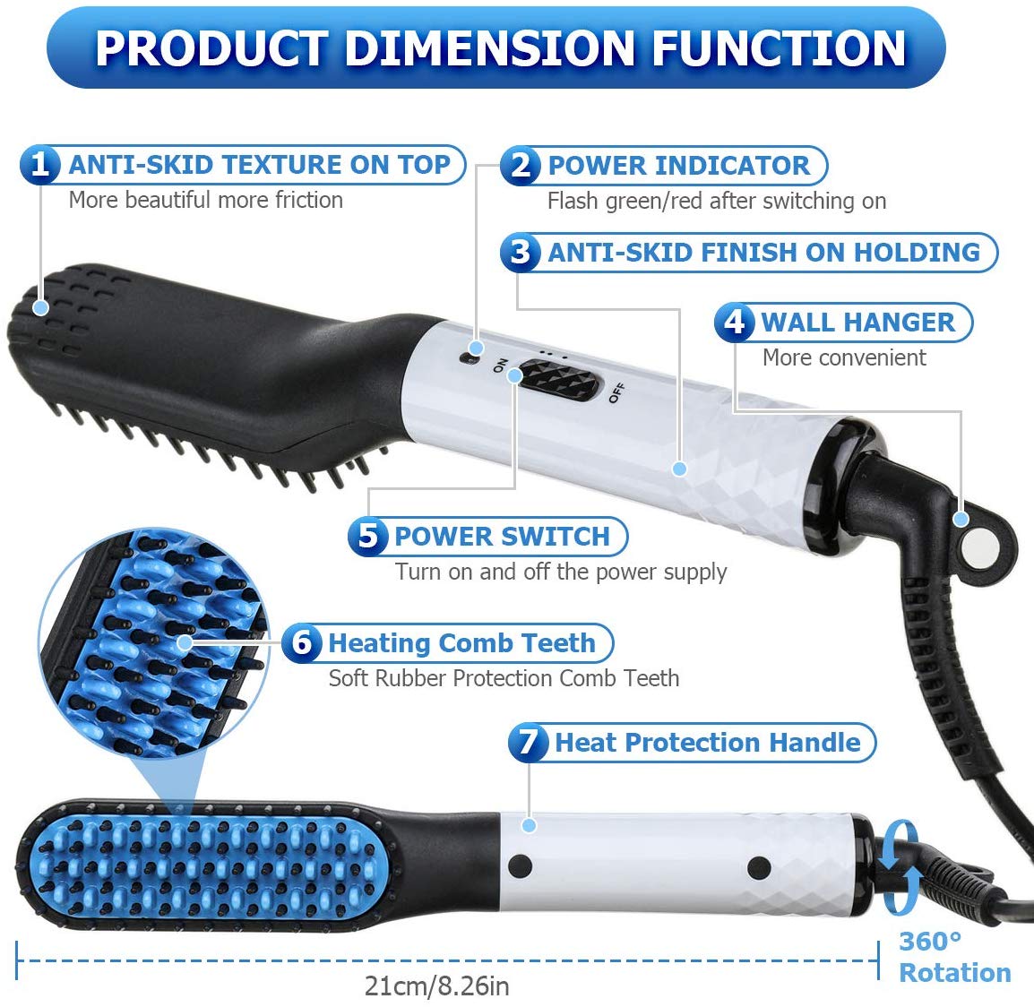 Beard and Hair Straightener for men Multifunctional Hair Styler Electric Comb and Beard