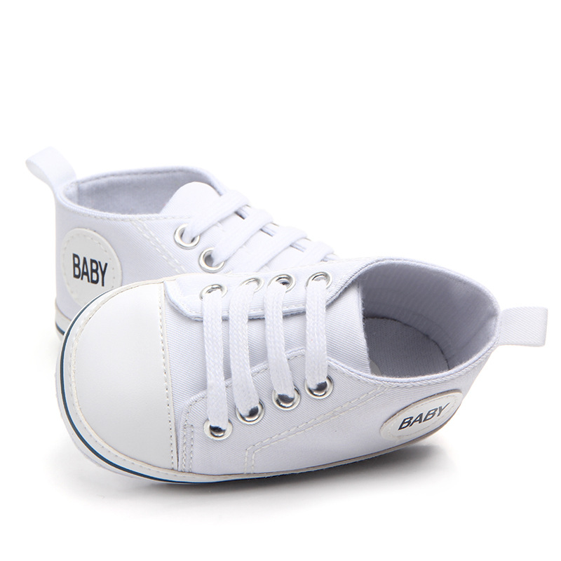 Baby Girls Boys Canvas Sneakers Soft Sole High-Top Ankle Infant First Walkers Crib Shoes