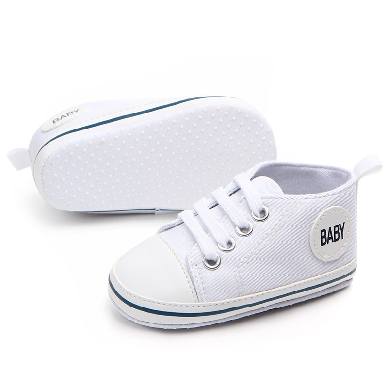 Baby Girls Boys Canvas Sneakers Soft Sole High-Top Ankle Infant First Walkers Crib Shoes