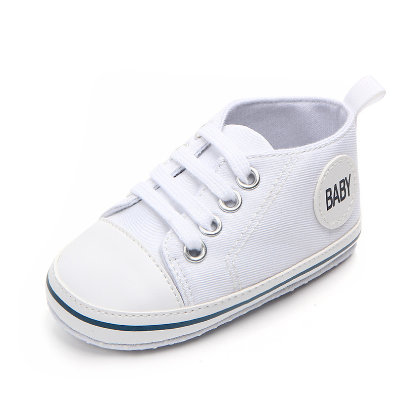 Baby Girls Boys Canvas Sneakers Soft Sole High-Top Ankle Infant First Walkers Crib Shoes