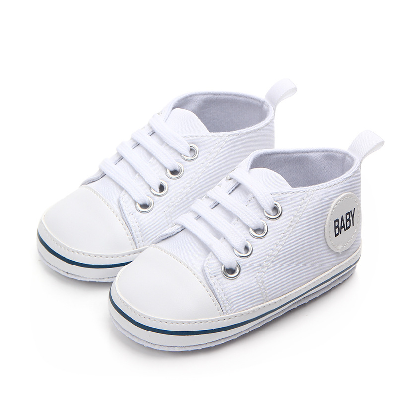 Baby Girls Boys Canvas Sneakers Soft Sole High-Top Ankle Infant First Walkers Crib Shoes