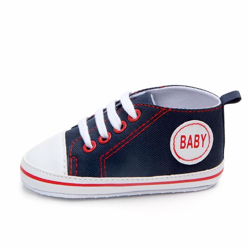 Baby Girls Boys Canvas Sneakers Soft Sole High-Top Ankle Infant First Walkers Crib Shoes