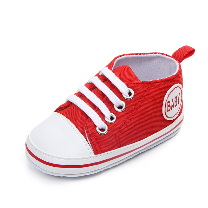 Baby Girls Boys Canvas Sneakers Soft Sole High-Top Ankle Infant First Walkers Crib Shoes