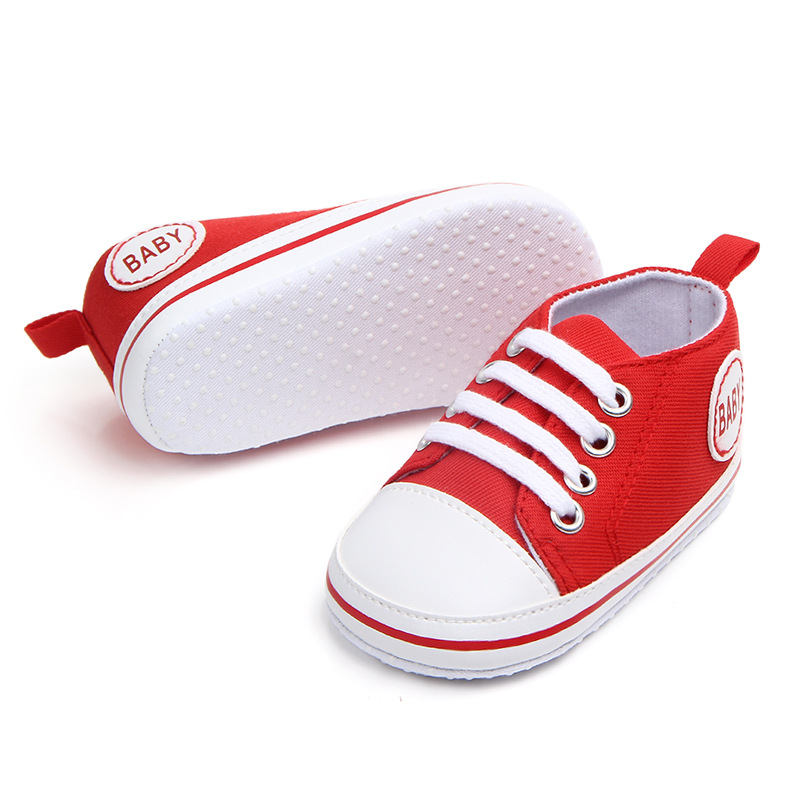Baby Girls Boys Canvas Sneakers Soft Sole High-Top Ankle Infant First Walkers Crib Shoes