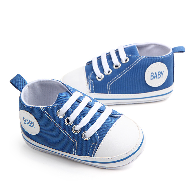 Baby Girls Boys Canvas Sneakers Soft Sole High-Top Ankle Infant First Walkers Crib Shoes