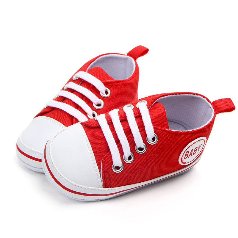 Baby Girls Boys Canvas Sneakers Soft Sole High-Top Ankle Infant First Walkers Crib Shoes