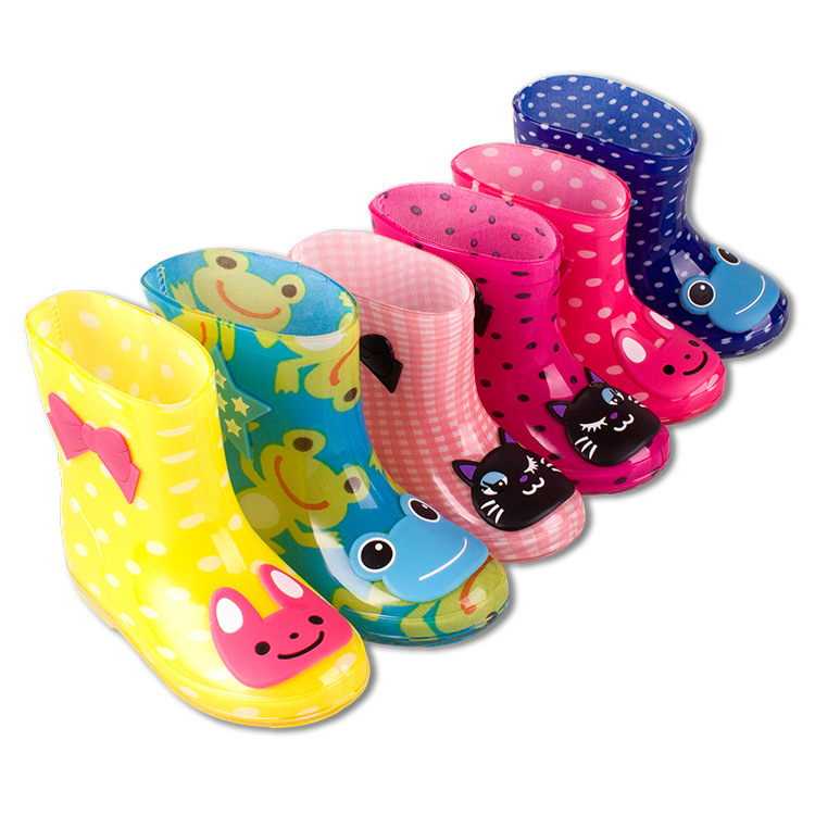 Kids Wellies Wellingtons Rain Boots Waterproof PVC Shoes for Girls Boy  with Fun Prints