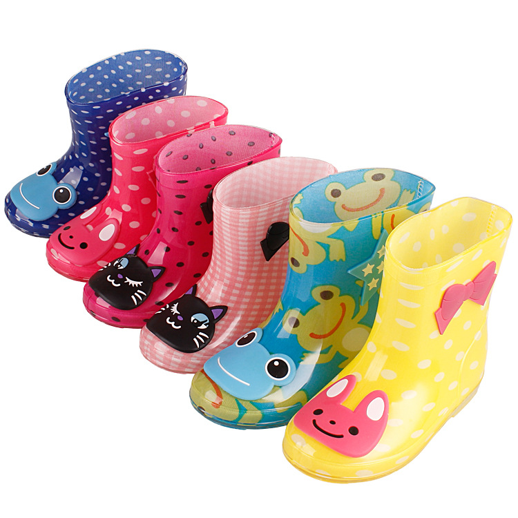 Kids Wellies Wellingtons Rain Boots Waterproof PVC Shoes for Girls Boy  with Fun Prints