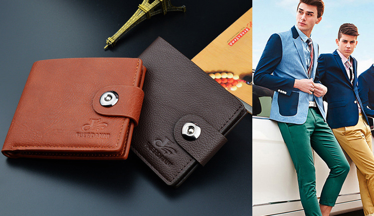 Men Wallet Magnetic Clasp Purse Male Short Paragraph Casual Wallet