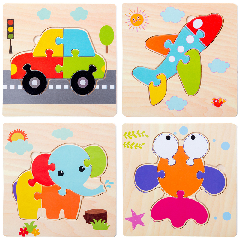 4 Pack Wooden Jigsaw Puzzles Toddler Puzzle Game Educational Toys  Old Boy Girl Childrens