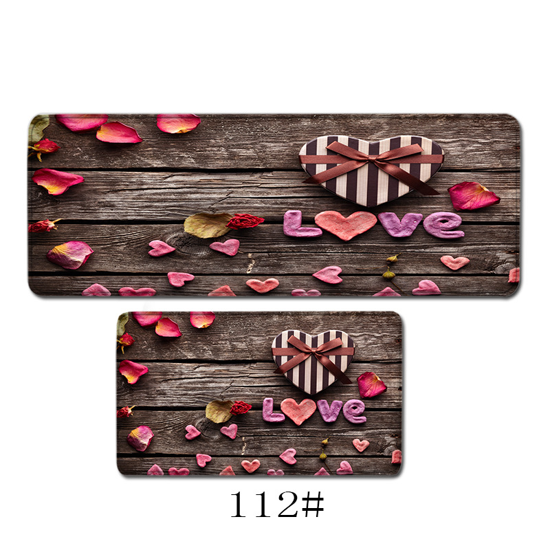 2 Piece Non-Slip Kitchen Mat Rubber Backing Doormat Runner Rug Set Kitchenware Design