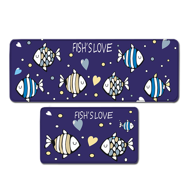 2 Piece Non-Slip Kitchen Mat Rubber Backing Doormat Runner Rug Set Kitchenware Design
