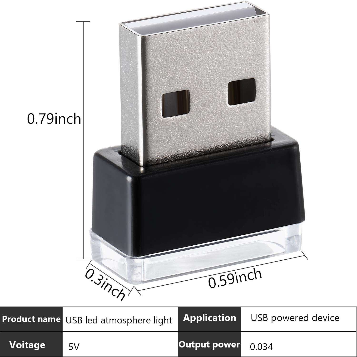 7 Pieces USB LED Car Interior Atmosphere Lights,  Kit for Cars, Laptops, USB Sockets, Night Lights