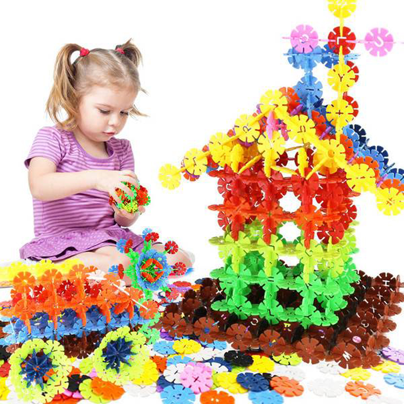 200 Pcs Kids Children DIY Letter Snowflake Puzzle Building Blocks Learning Educational Toys