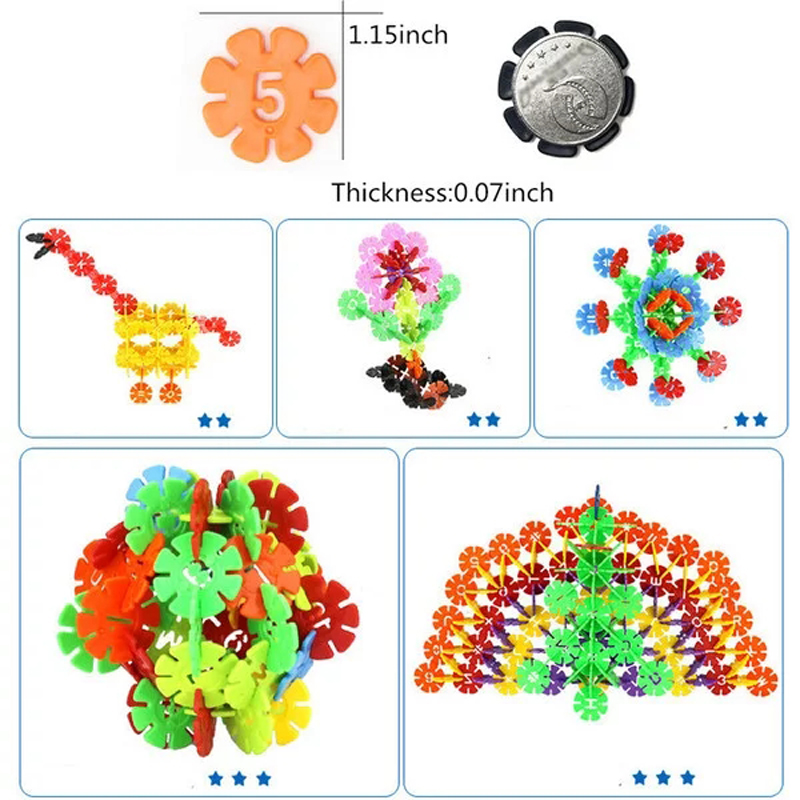 200 Pcs Kids Children DIY Letter Snowflake Puzzle Building Blocks Learning Educational Toys