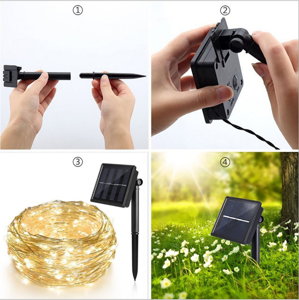 Solar LED Strip Lights,10M 100LED Solar-Powered String Lights,Outdoor IP65 Waterproof 8 Modes