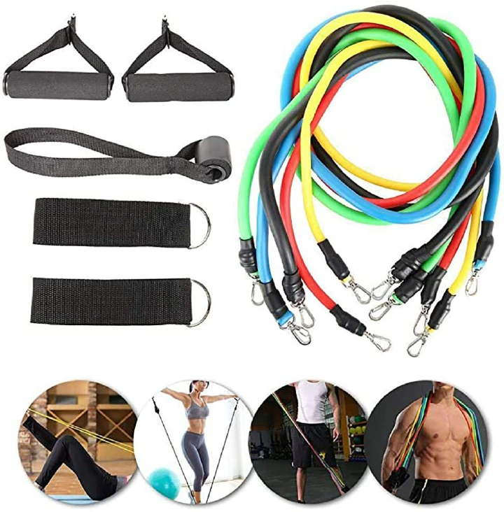 11 Pack Exercise Resistance Bands Set,Including Exercise Tube Bands Home Gym Fitness for Men Women