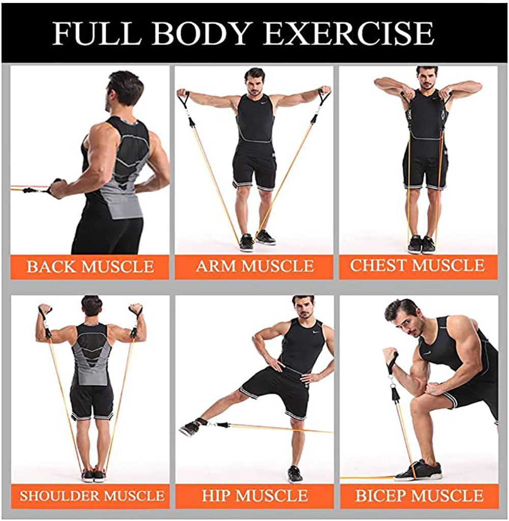 11 Pack Exercise Resistance Bands Set,Including Exercise Tube Bands Home Gym Fitness for Men Women