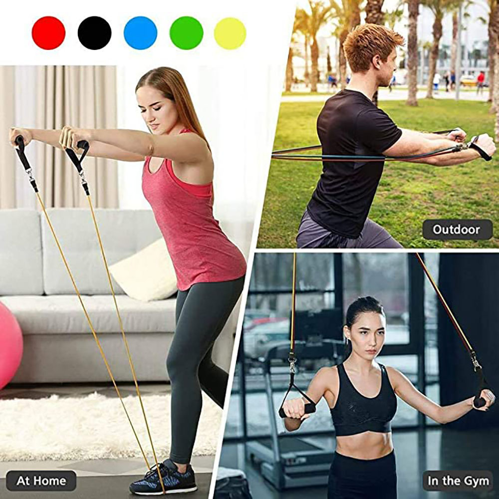 11 Pack Exercise Resistance Bands Set,Including Exercise Tube Bands Home Gym Fitness for Men Women