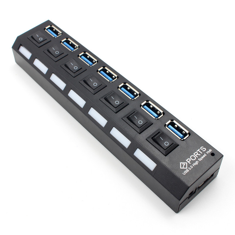 Usb3.0  7 Port Hub Hub Computer Usb Multi Interface Divider Usb Distributor Black