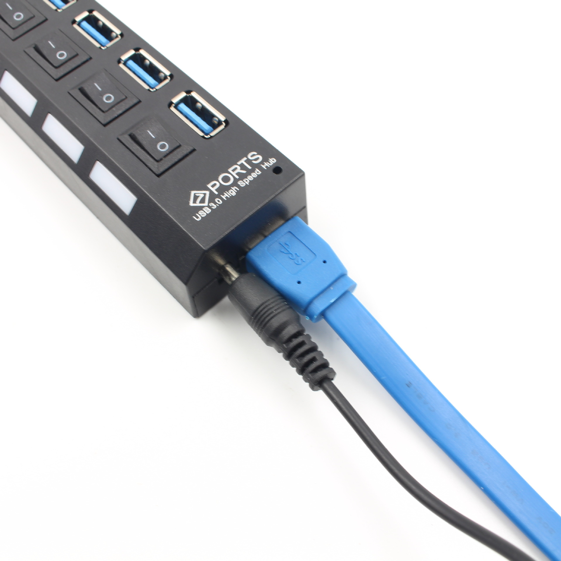 Usb3.0  7 Port Hub Hub Computer Usb Multi Interface Divider Usb Distributor Black