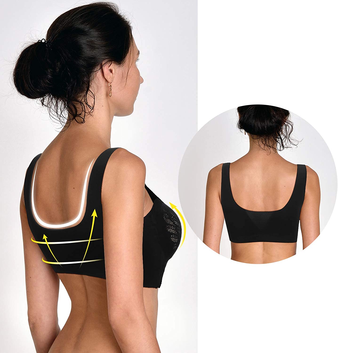 Women 5D Wireless Contour Bra Breathable Seamless Lace Underwear for Sports Yoga Running
