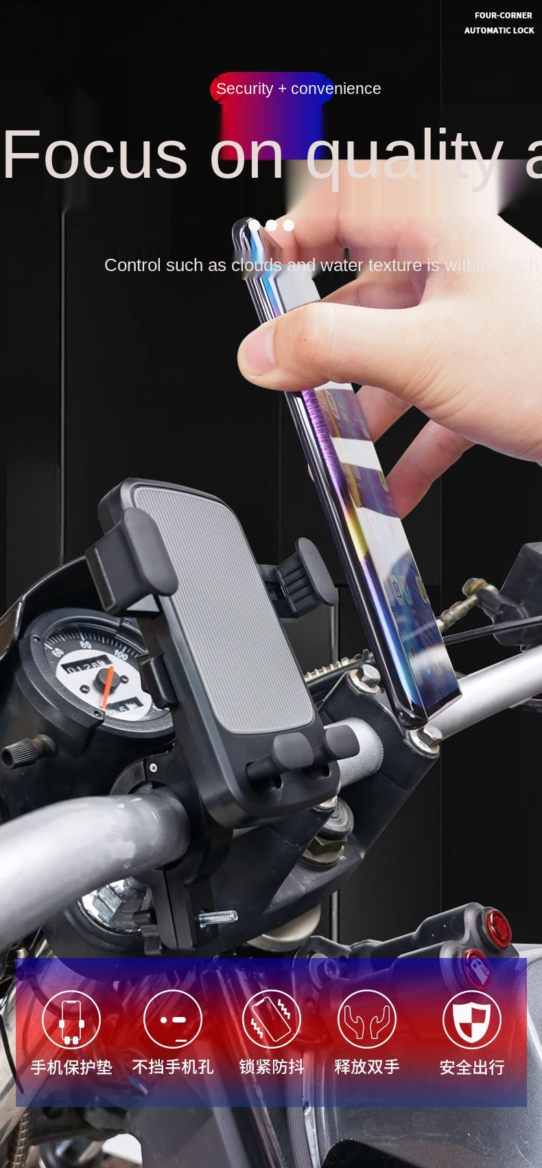 Bike Phone Holder, Adjustable Bike Phone Mount Bicycle Motorcycle Cellphone Holder Mount