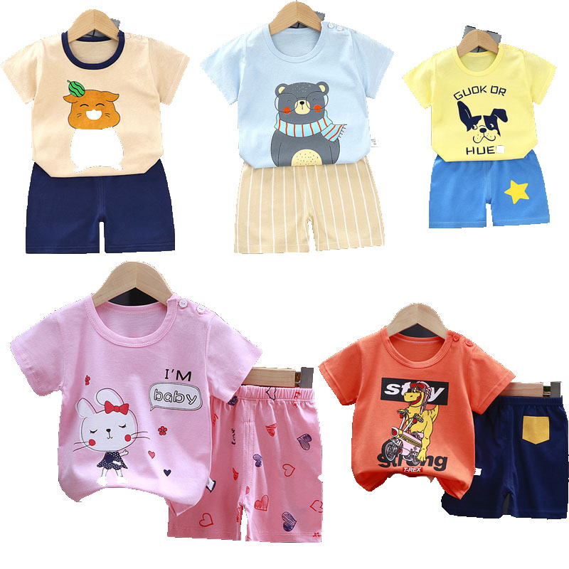 2 set Kids Girls Boys Tracksuit  Set Crop Tops with Shorts Pants Sport Set Pyjama Sets