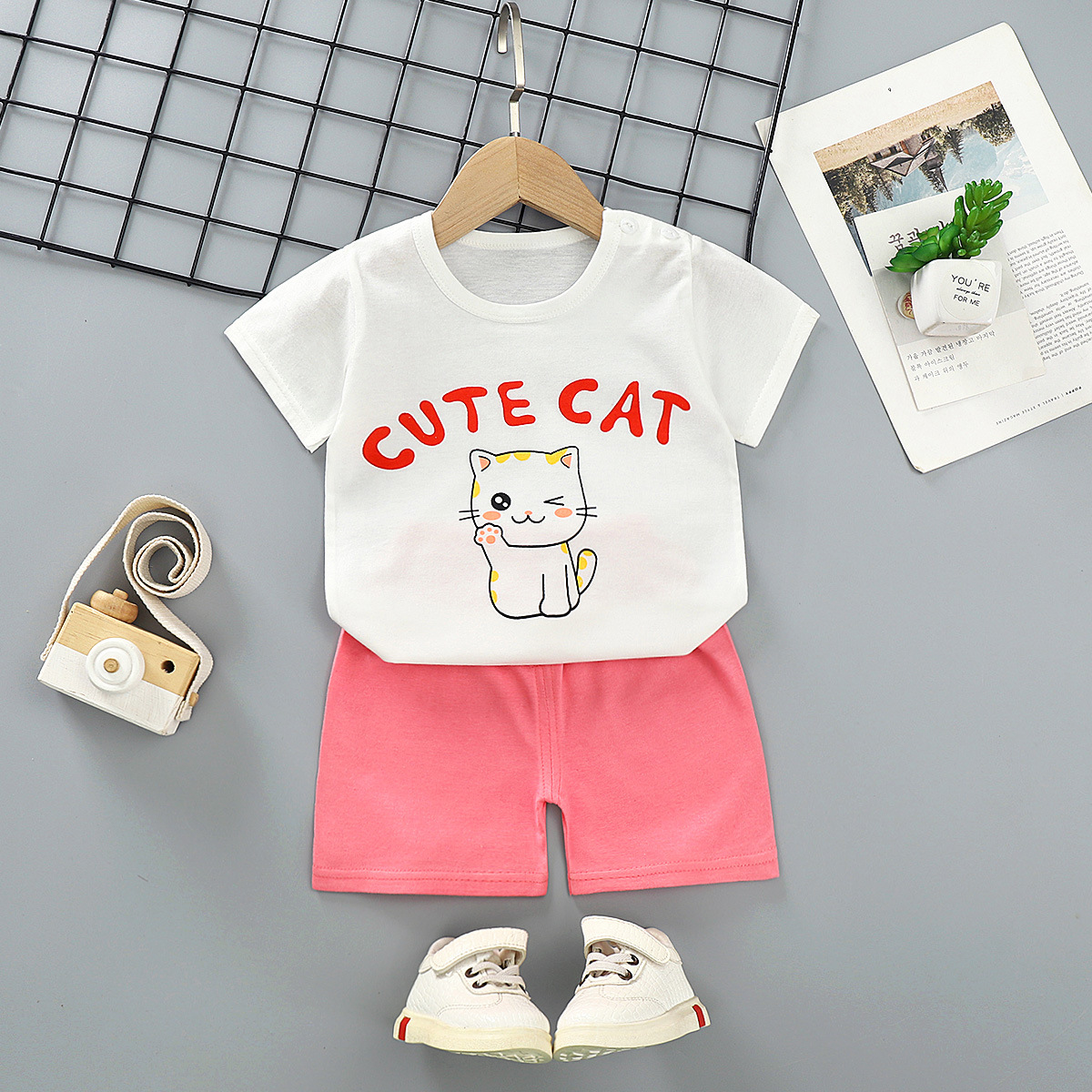 2 set Kids Girls Boys Tracksuit  Set Crop Tops with Shorts Pants Sport Set Pyjama Sets