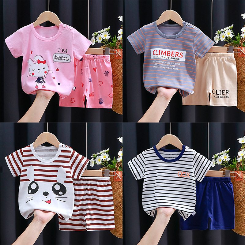 2 set Kids Girls Boys Tracksuit  Set Crop Tops with Shorts Pants Sport Set Pyjama Sets