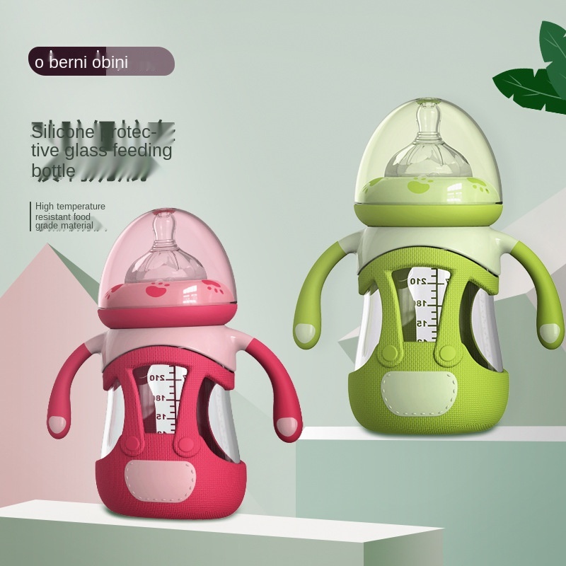 Glass bottle with silicone cover newborn baby bottle