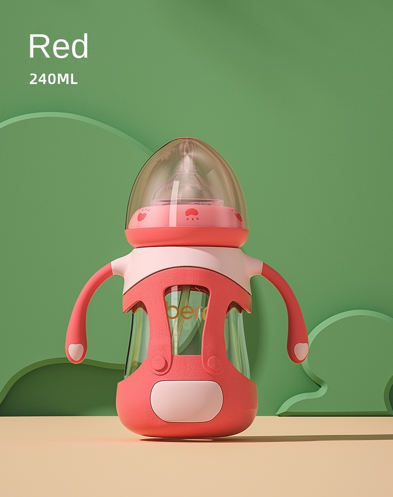 Glass bottle with silicone cover newborn baby bottle